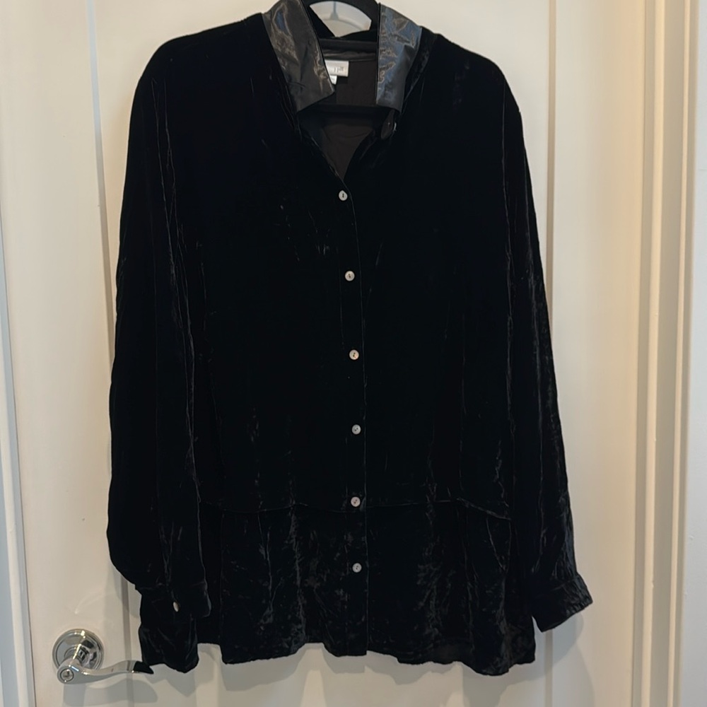 J.JILL - Black peplum velvet long sleeved shirt.  3X